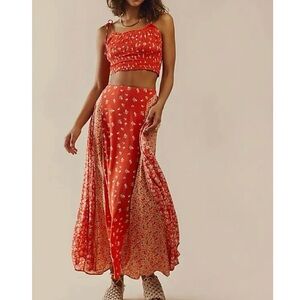 Free People Cherry Hearts Kaia Set Red Orange Large